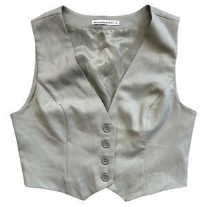 Abercrombie & Fitch Light Green Button-Up Vest Size Small